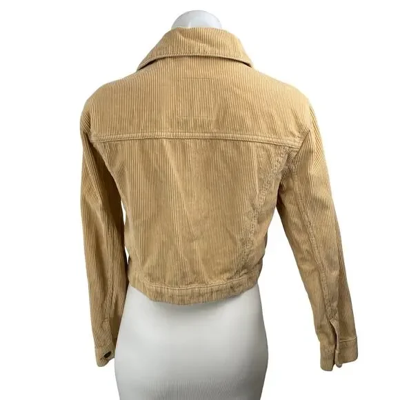 Hollister Women's Tan Corduroy Long Sleeve Button Up Trucker Shirt Jacket Size S - Picture 4 of 6